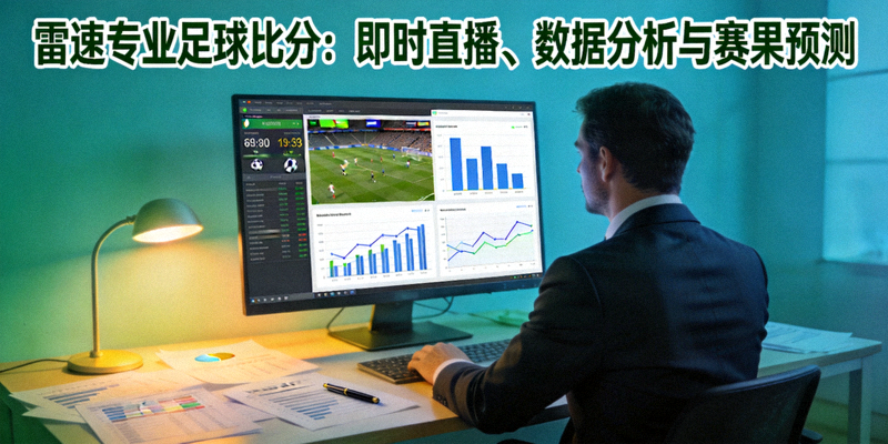 雷速专业足球比分：即时直播、数据分析与赛果预测 - 分析师正在电脑前研究足球比赛数据和图表